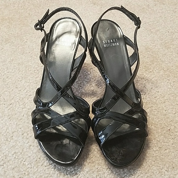 black patent sandals
